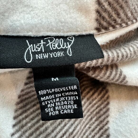 Plaid Fleece Button Up Crop Top MEDIUM All Fun Games Until Someone Loses An Eye - Picture 5 of 6